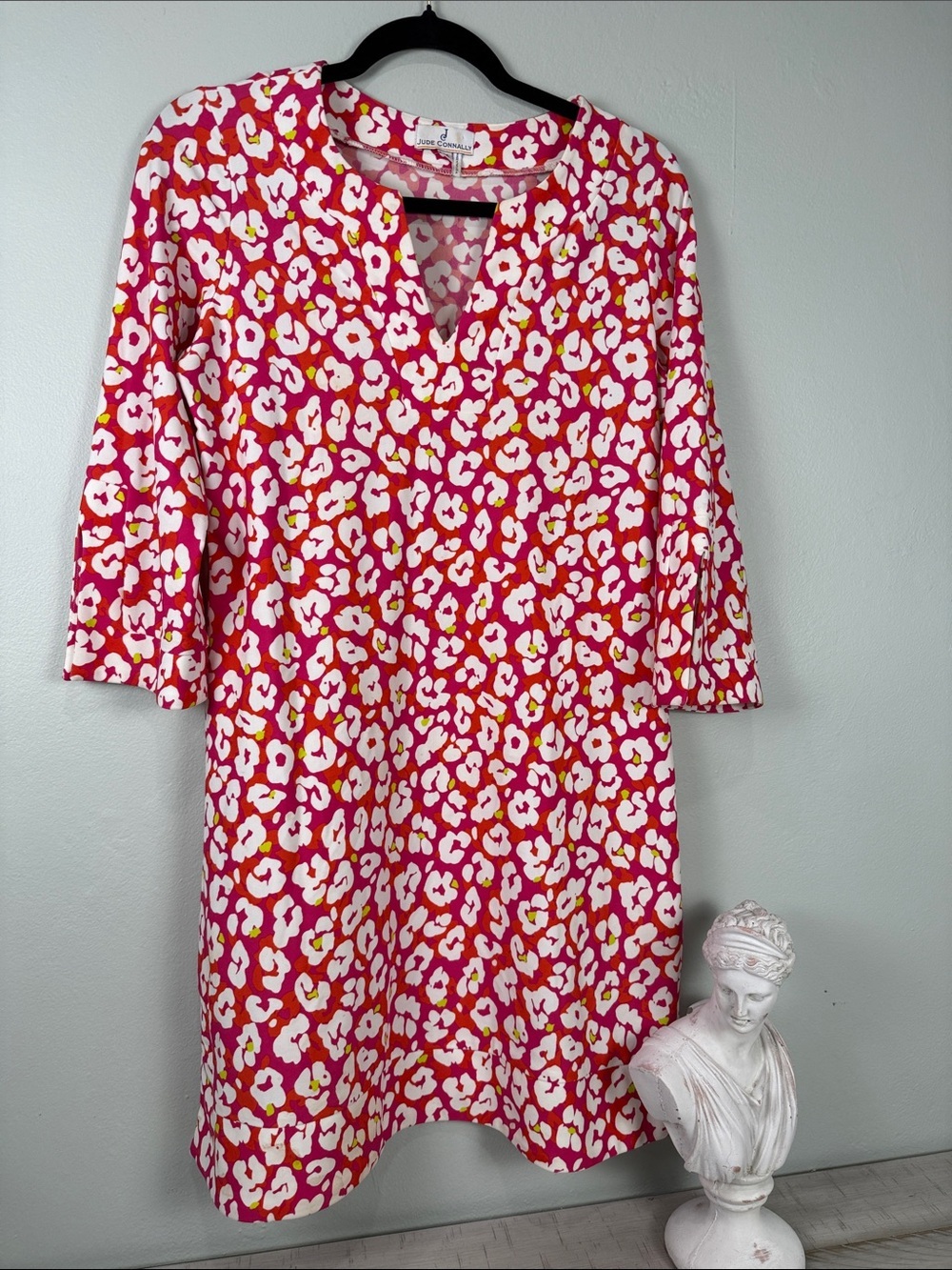 Jude Connally V-Neck Midi Shift Dress Floral Pattern Size M